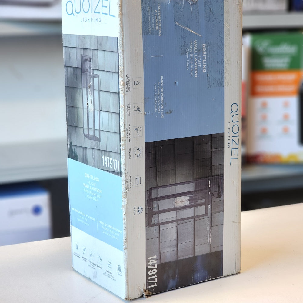 Quoizel Breitling 1-Light Wall Lantern Matte Black Finish Clear Glass