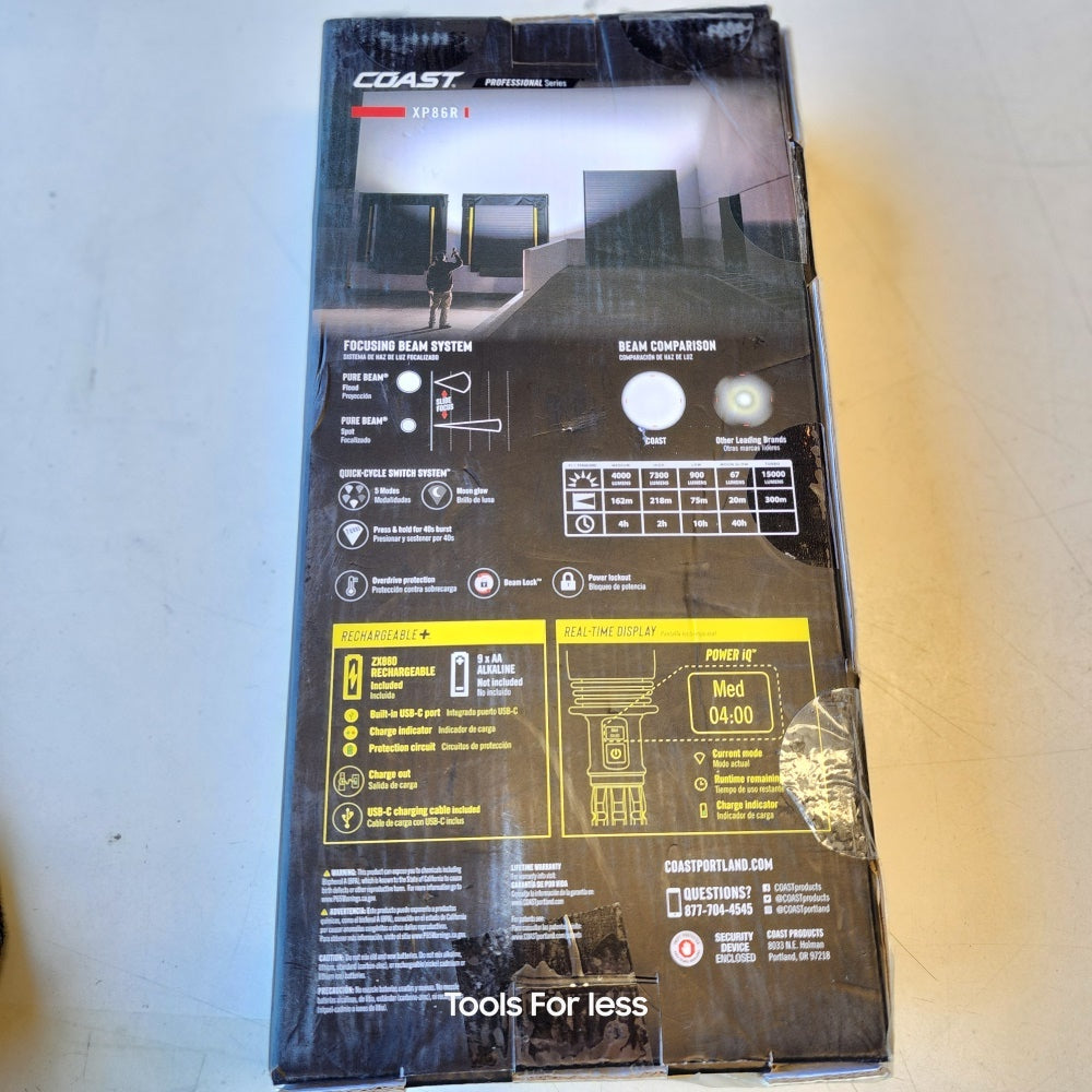 XP86R 15000 Lumens LED Rechargeable Flashlight