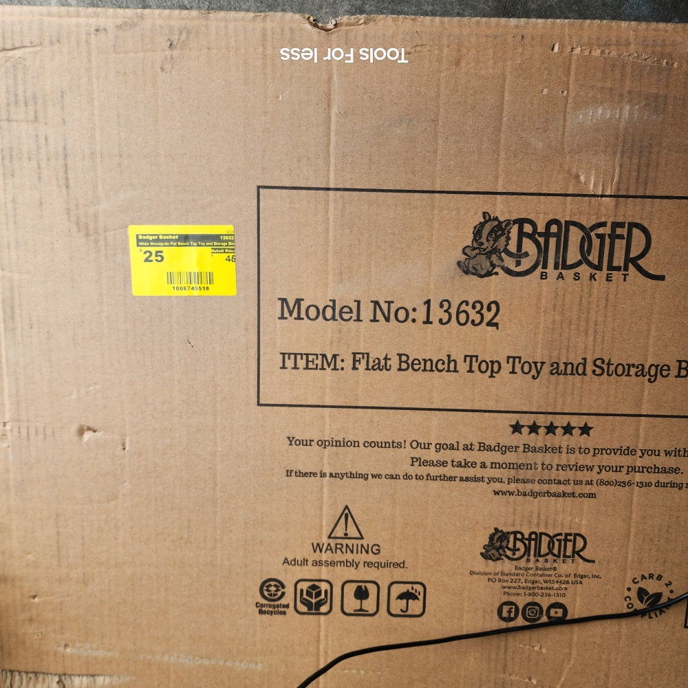 White Woodgrain Flat Bench Top Toy and Storage Box (13632)