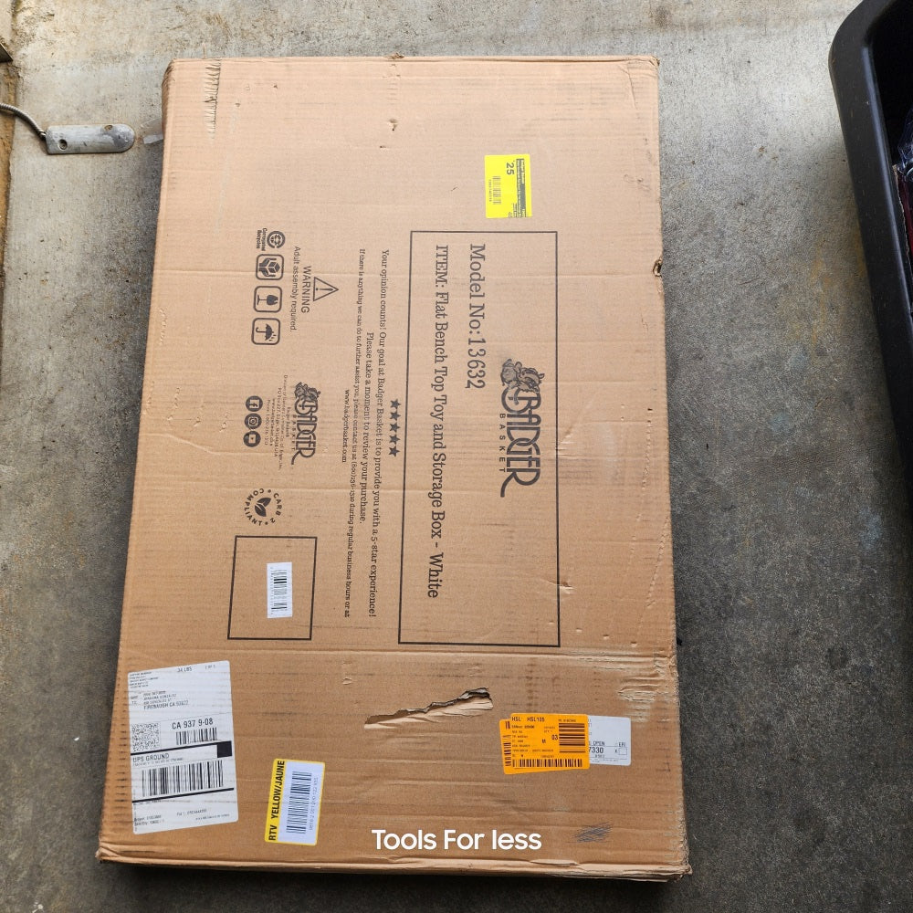 White Woodgrain Flat Bench Top Toy and Storage Box (13632)