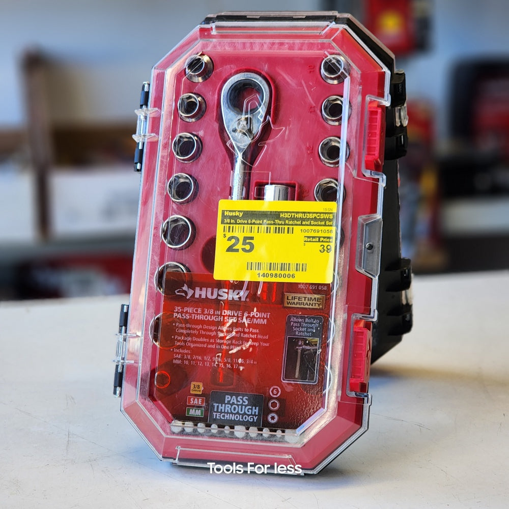 3/8 in. Drive 6-Point Pass - Thru Ratchet and Socket set 35-Piece