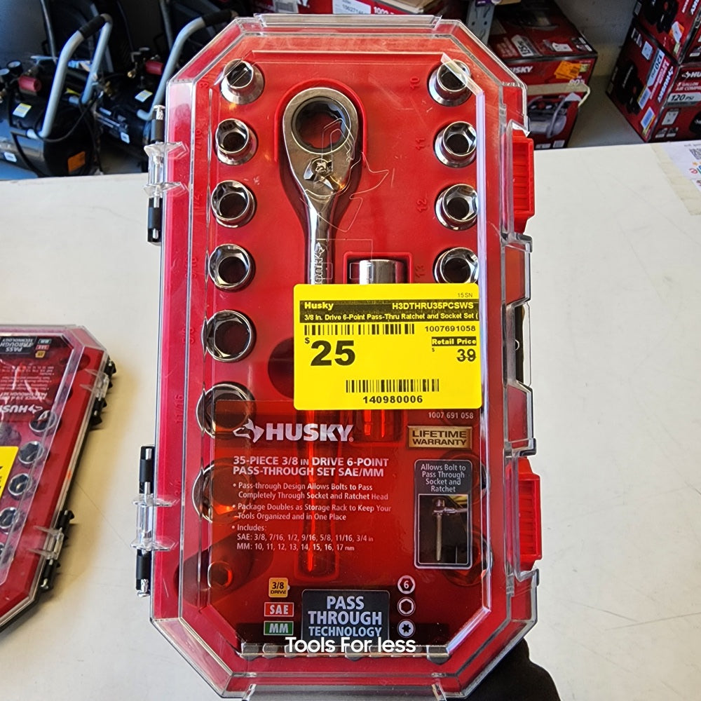 3/8 in. Drive 6-Point Pass - Thru Ratchet and Socket set 35-Piece