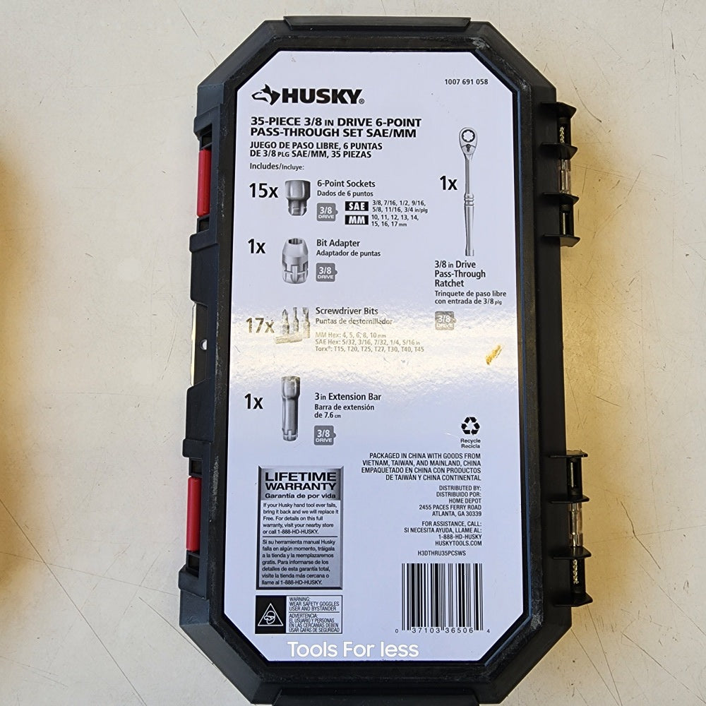 3/8 in. Drive 6-Point Pass - Thru Ratchet and Socket set 35-Piece