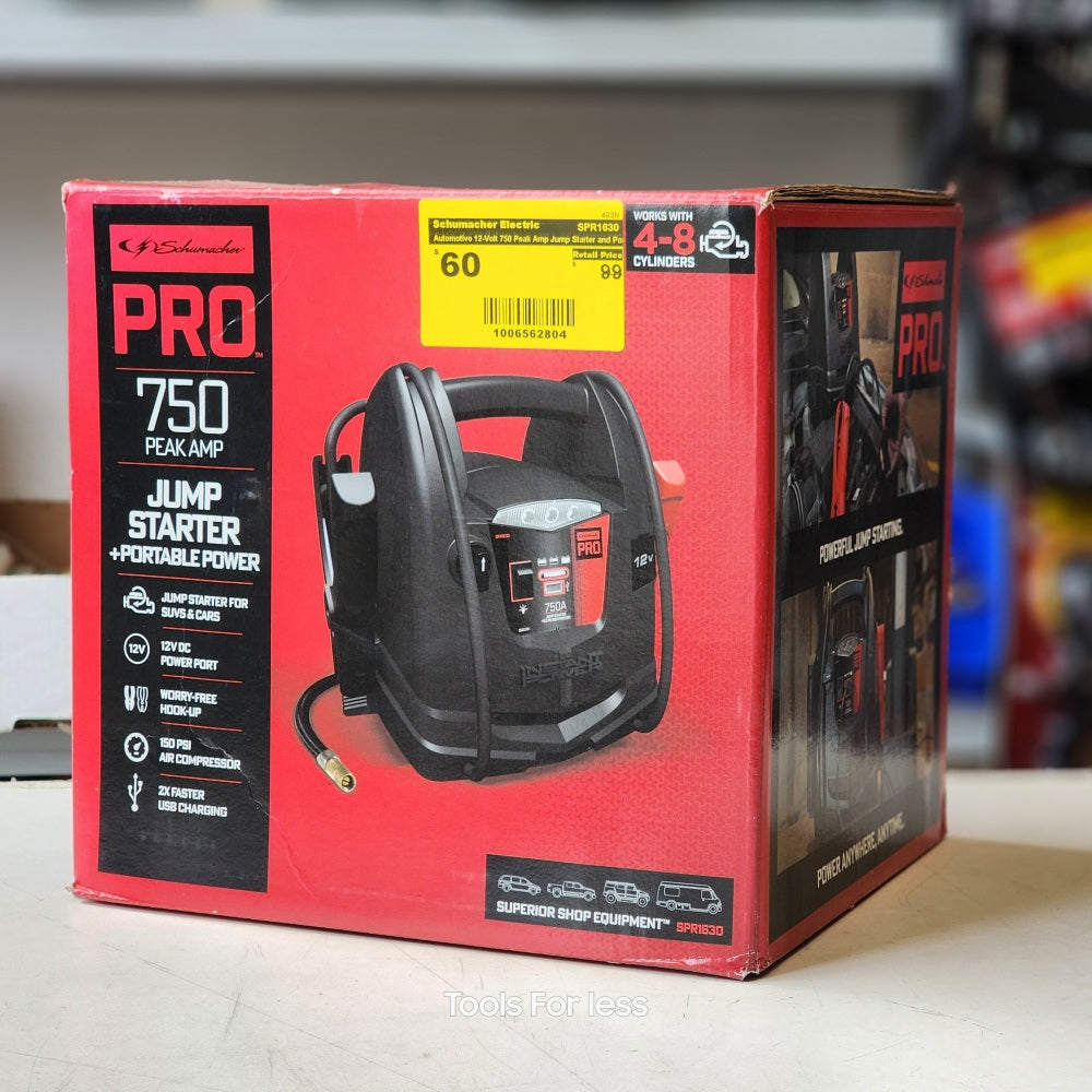 Schumacher Electric Automotive 12-Volt 750 Peak Amp Jump Starter and Portable Power