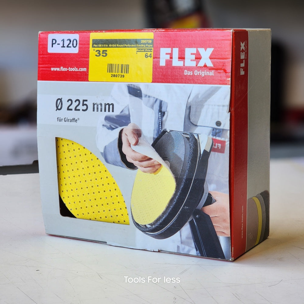 Flex Ge-5 9in. 40-Grit Round Perforated sanding paper