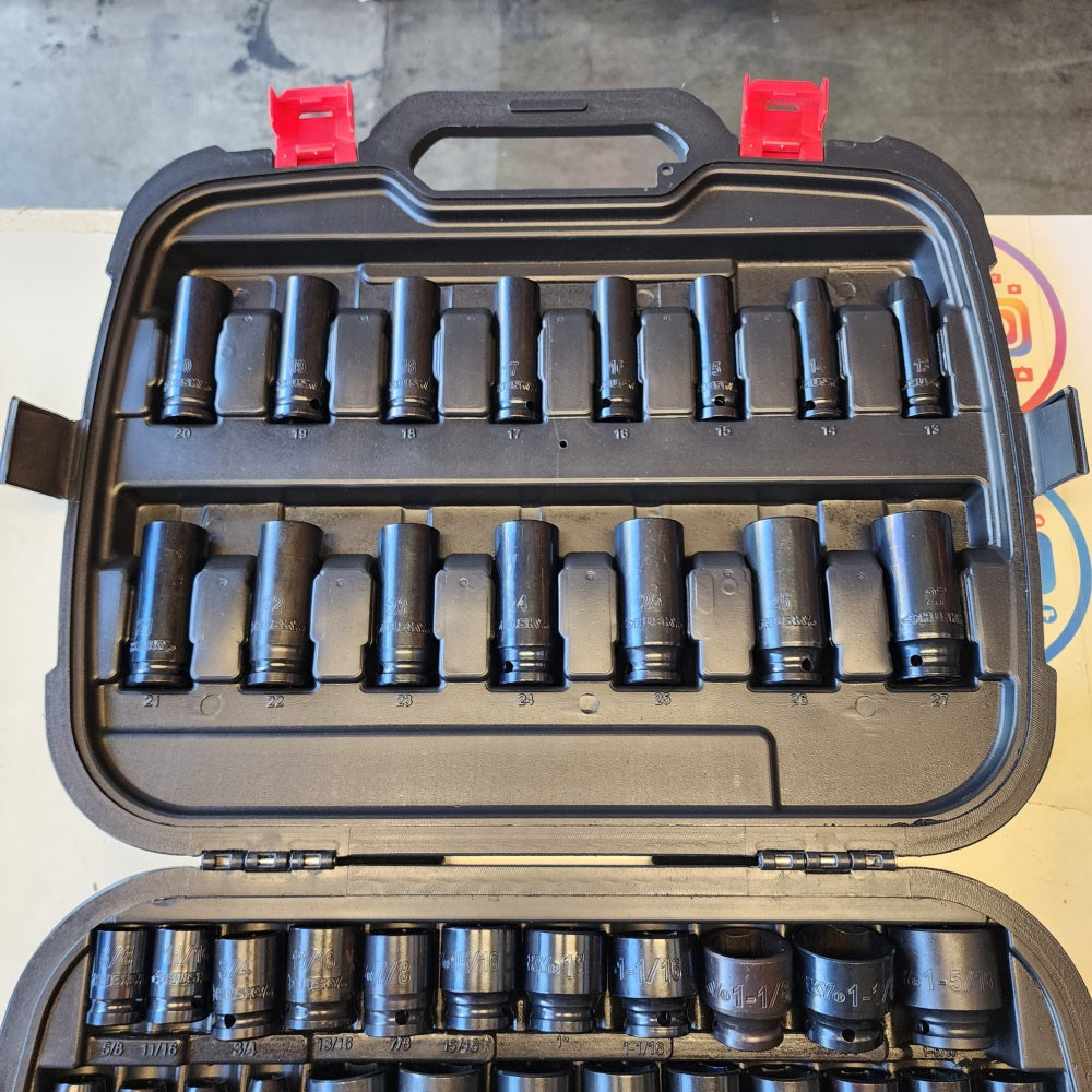 1/2 in. Drive SAE/Metric 6-Point Impact Socked Set 65-piece