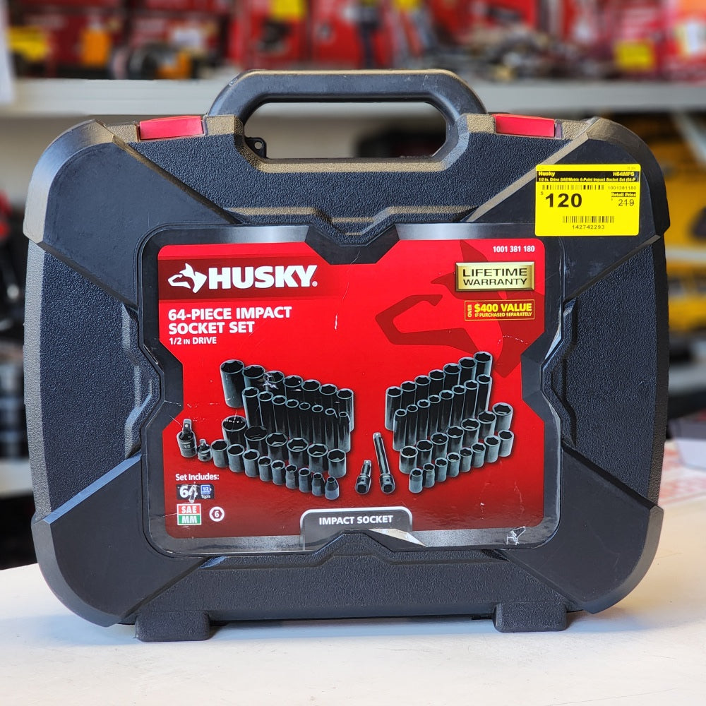 1/2 in Drive SAE/Metric 6-Point Impact Socket Set 64-Piece