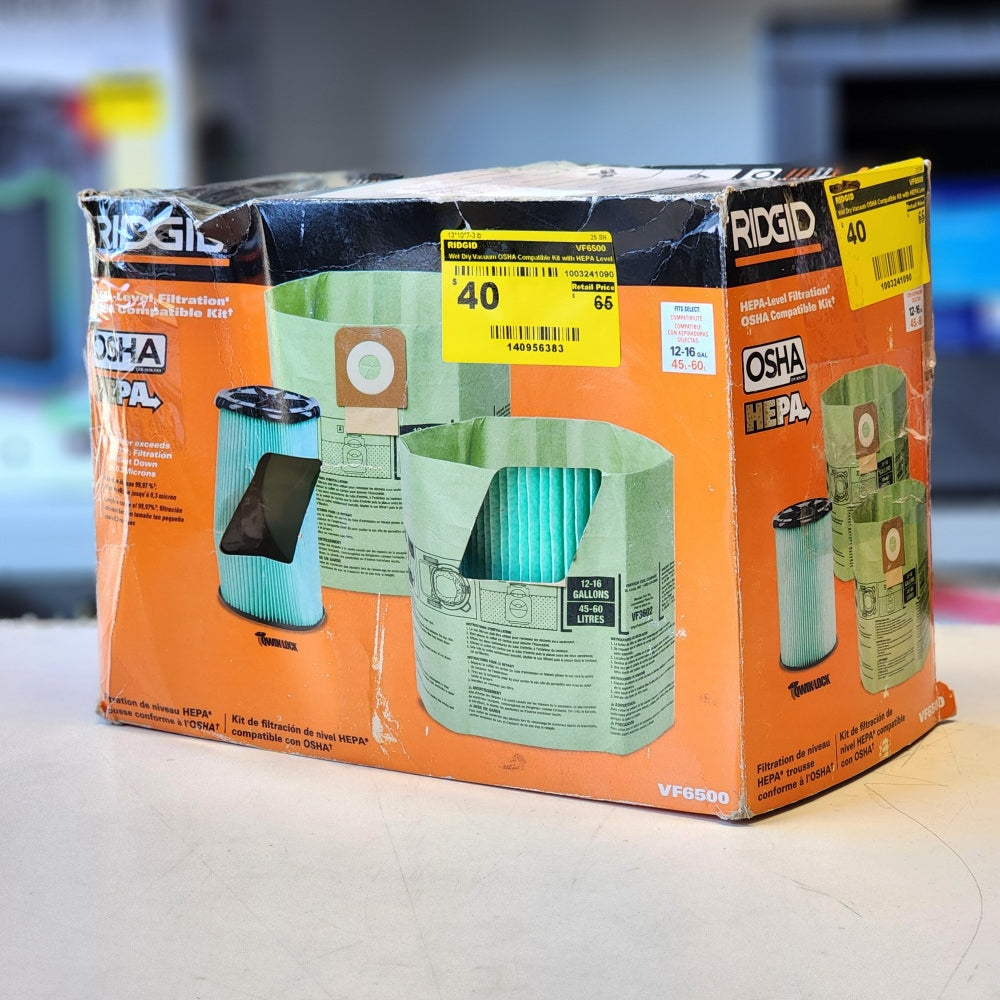 Wet Dry Vacuum OSH Compatible Kit With HEPA Level