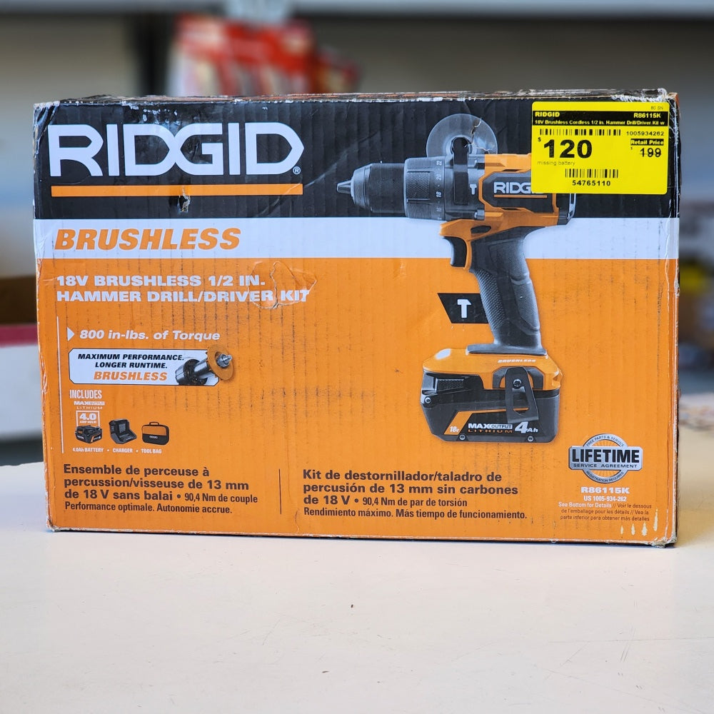 18V Brushless Cordless 1/2 in. Hammer Drill /Driver Kit
