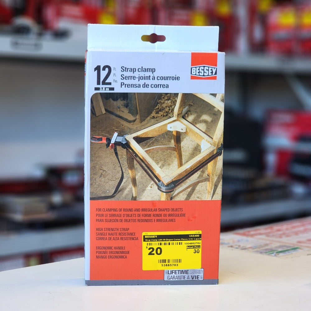 Strap Clamp With 90-Degree Corner Pieces 12ft.Capacity