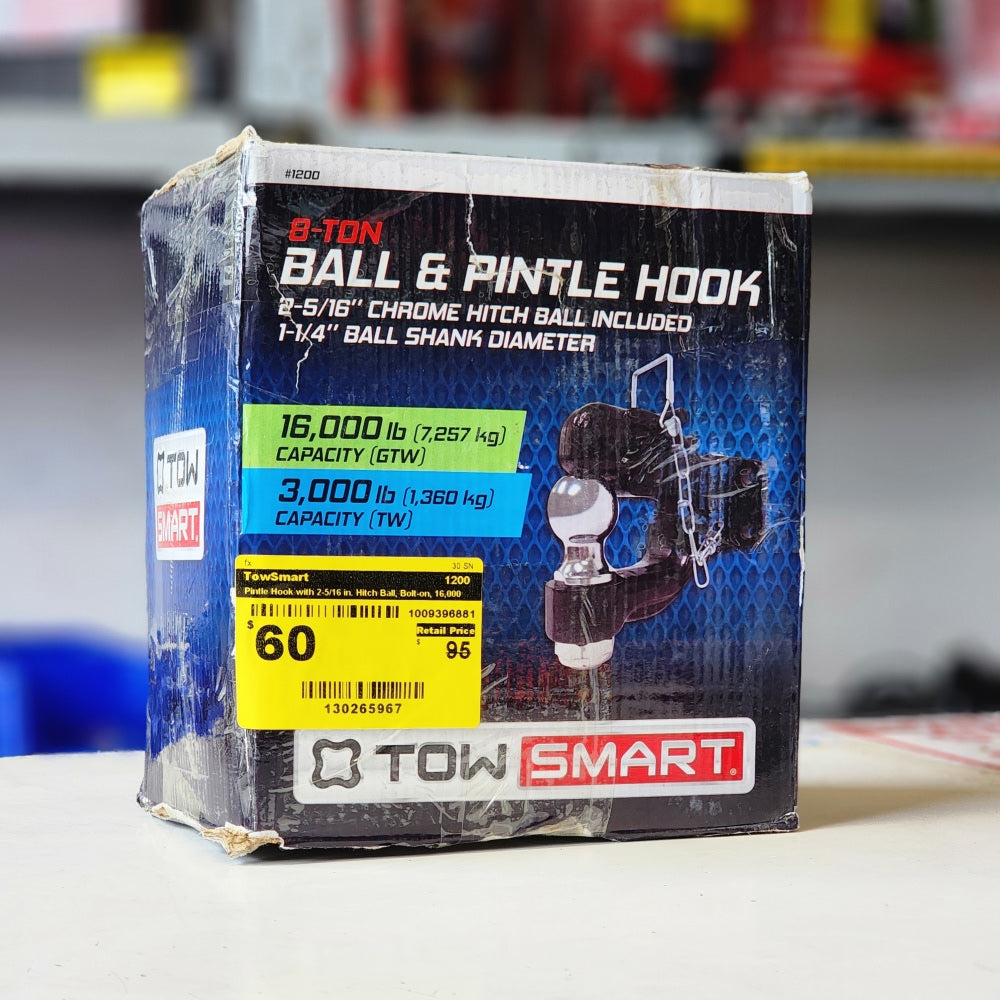 Pintle Hook With 2-5/16in. Hitch Ball, Bolt-on, 16,000