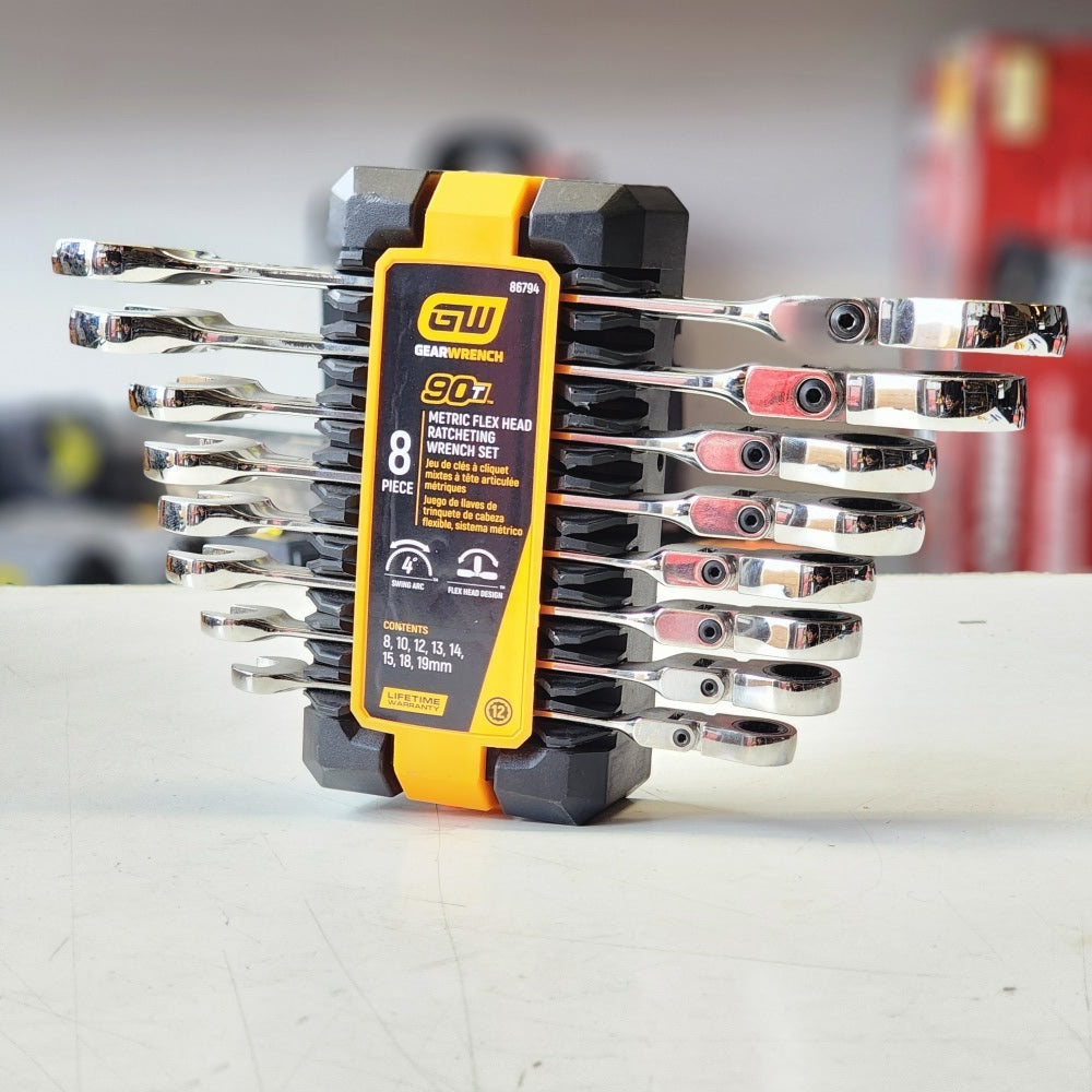 Metric 90-Tooth Flex Head Combination Ratcheting Wrench