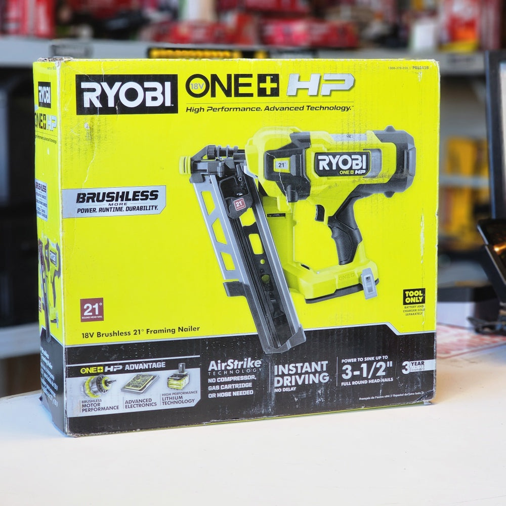 One + HP 18V Brushless Cordless Airstrike 21A,A Framing Nailer