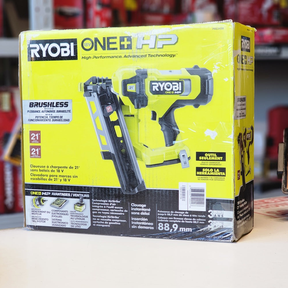 One + HP 18V Brushless Cordless Airstrike 21A,A Framing Nailer