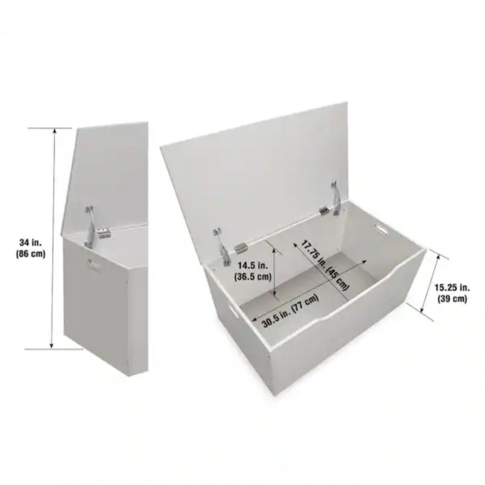 White Woodgrain Flat Bench Top Toy and Storage Box (13632)