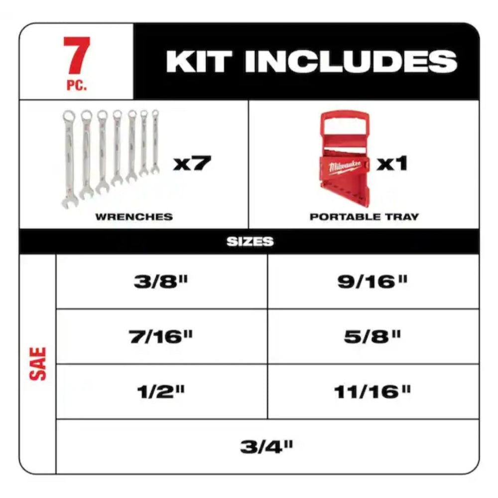 Combination SAE Wrench Mechanics Tool Set (7-piece)