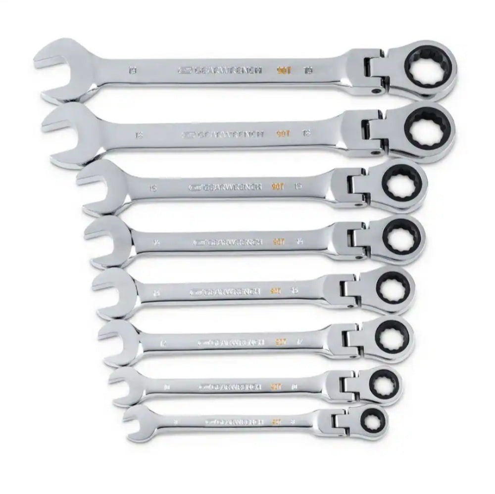 Metric 90-Tooth Flex Head Combination Ratcheting Wrench