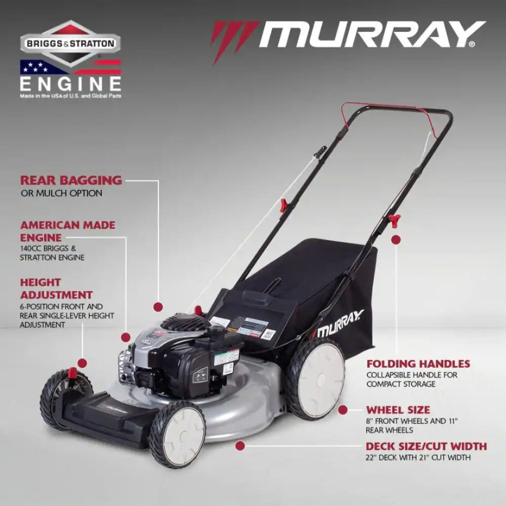21 in. 140cc Briggs and Stratton walk behind Gas Push Lawn Mower