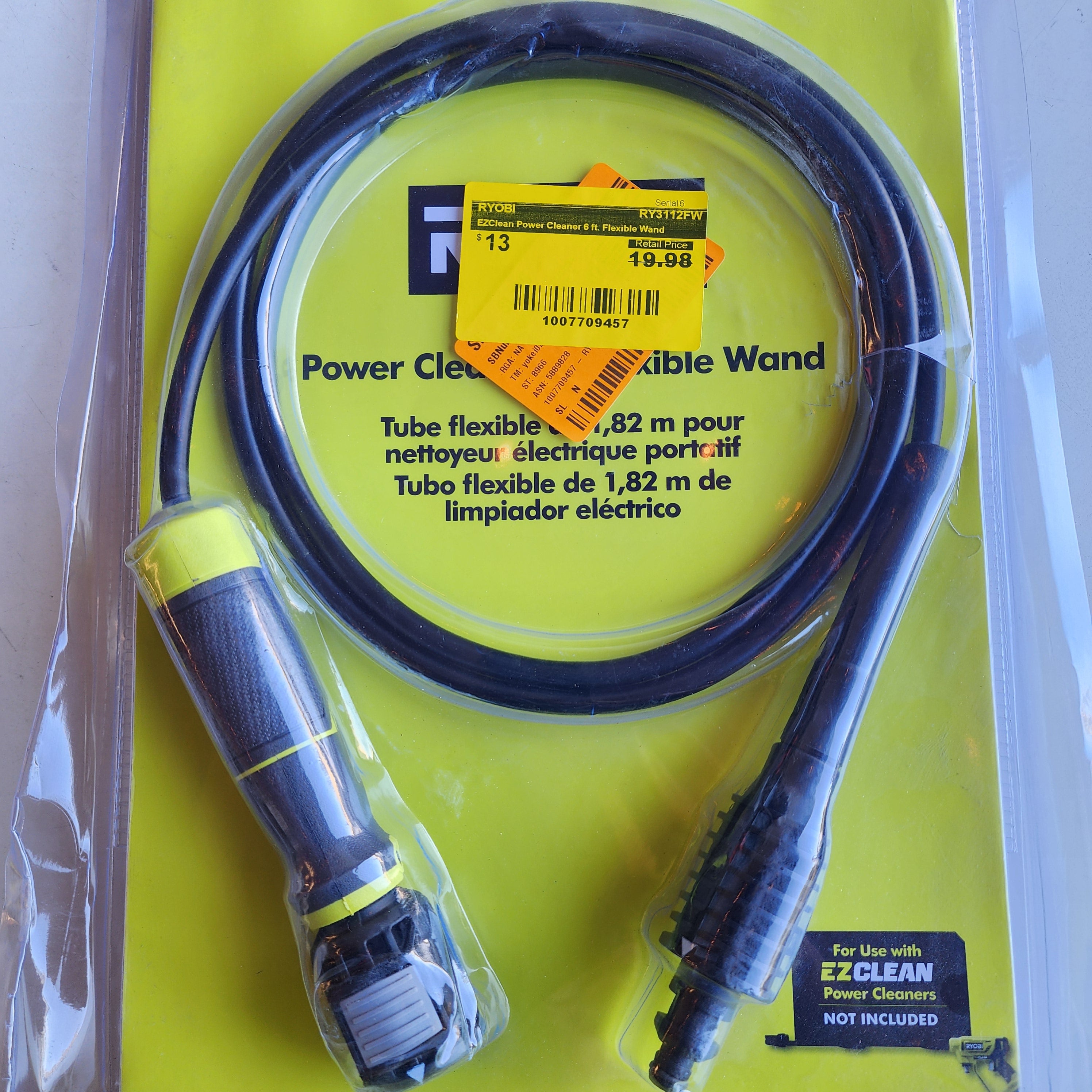 EZClean Power Cleaner 6 ft. Flexible Wand (RY3112FW)