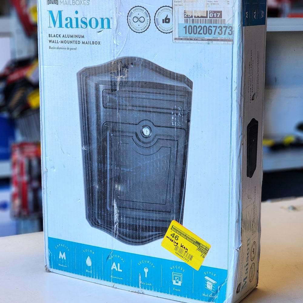 Maison Black, Medium, Aluminum, Locking, Wall Mount Mailbox (2540B-10)