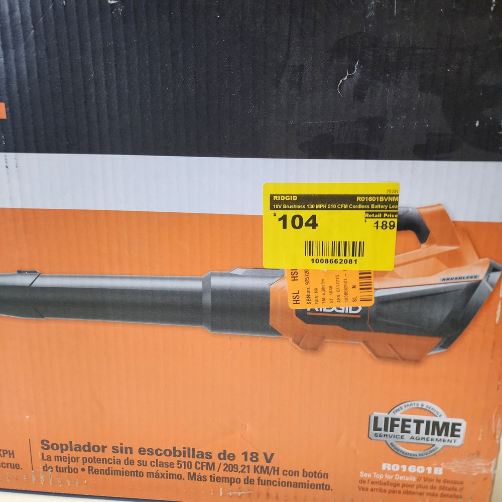 18V Brushless 130 MPH 510 CFM Cordless Battery Leaf Blower (Tool Only) (R01601BVNM)