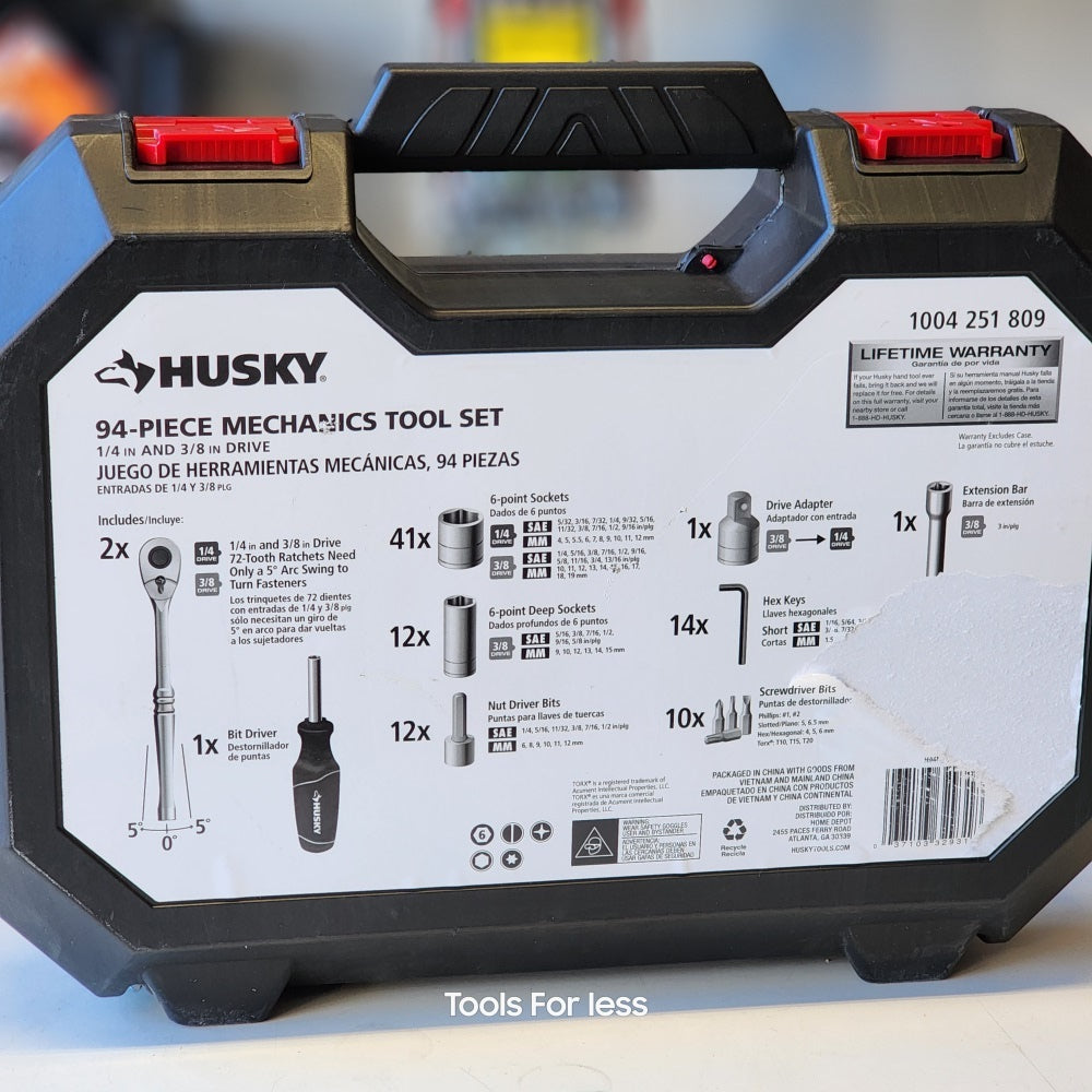 HUSKY 94PC MECHANICS SET 1/4,3/8