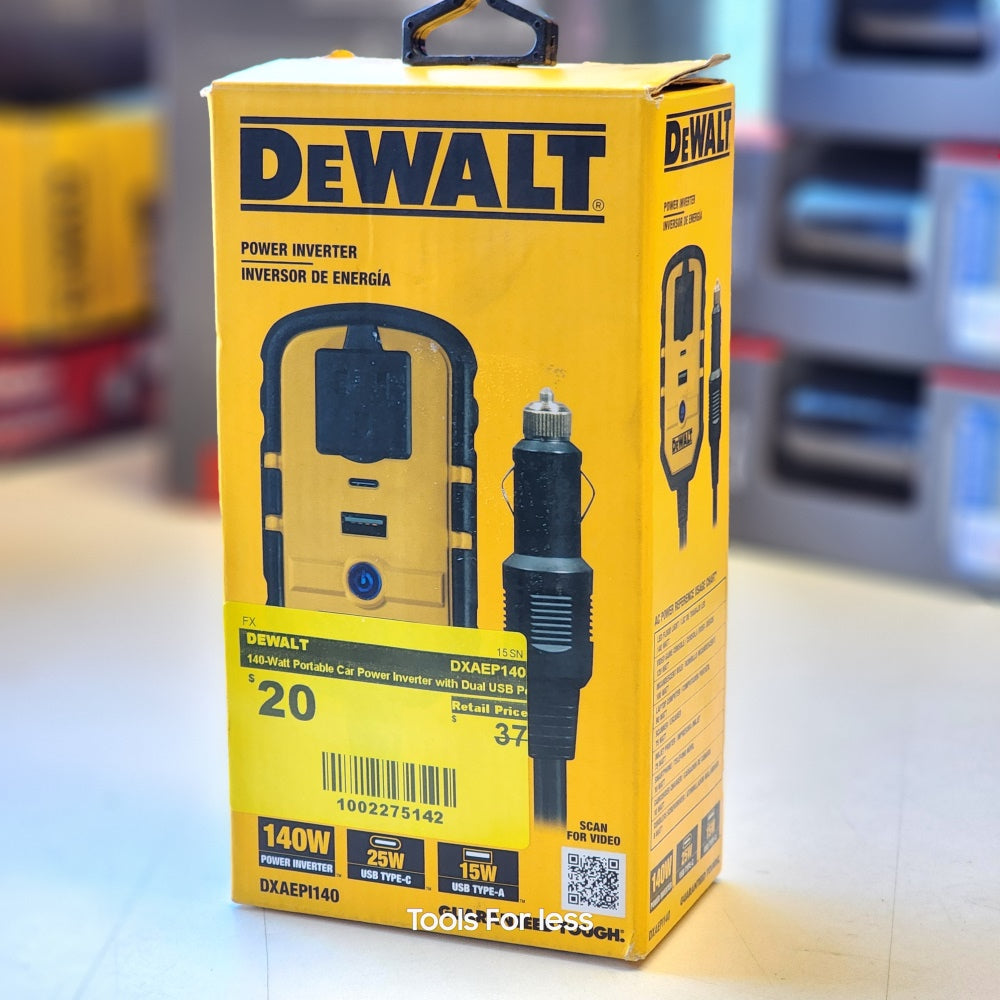 140-Watt Portable Car Power Inverter with Dual USB Ports (DXAEP140)