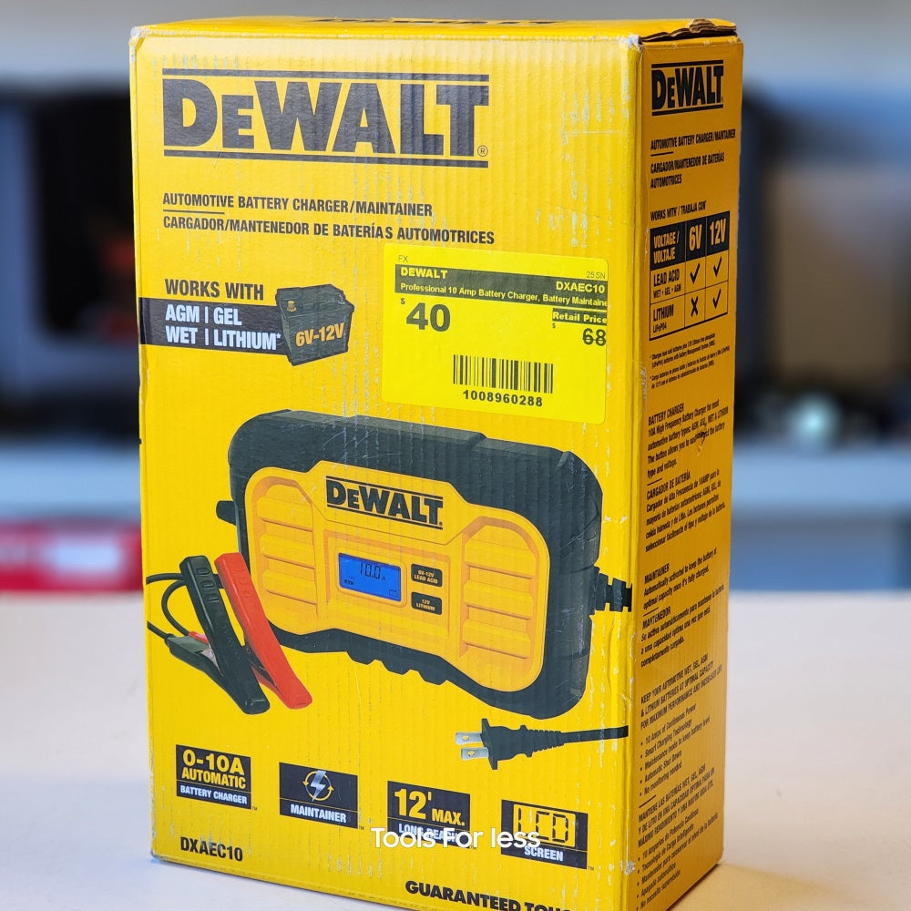 Professional 10 Amp Battery Charger, Battery Maintainer, Battery Trickle Charger (DXAEC10)