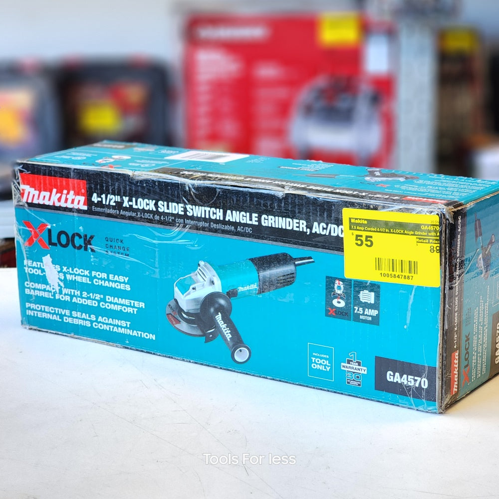 7.5 Amp Corded 4-1/2 in. X-LOCK Angle Grinder with AC/DC Switch (GA4570)