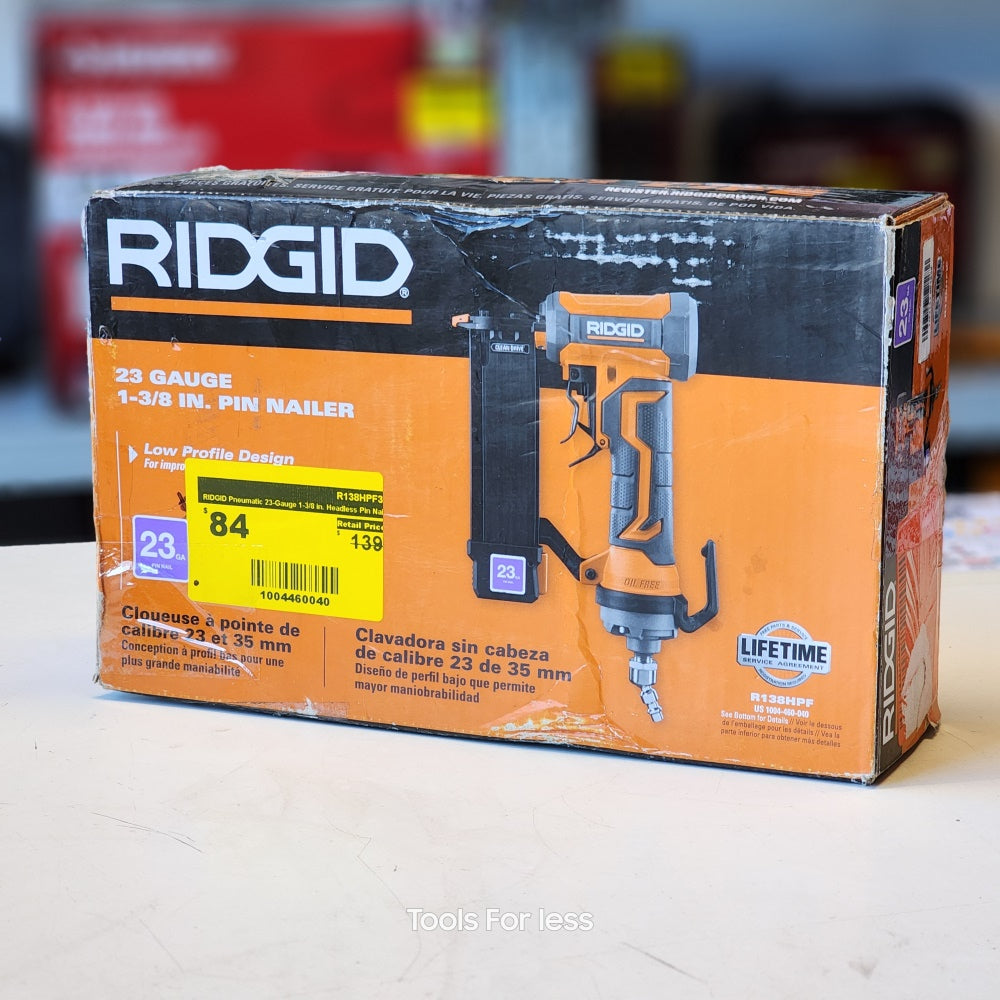 Pneumatic 23-Gauge 1-3/8 in. Headless pin Nailer