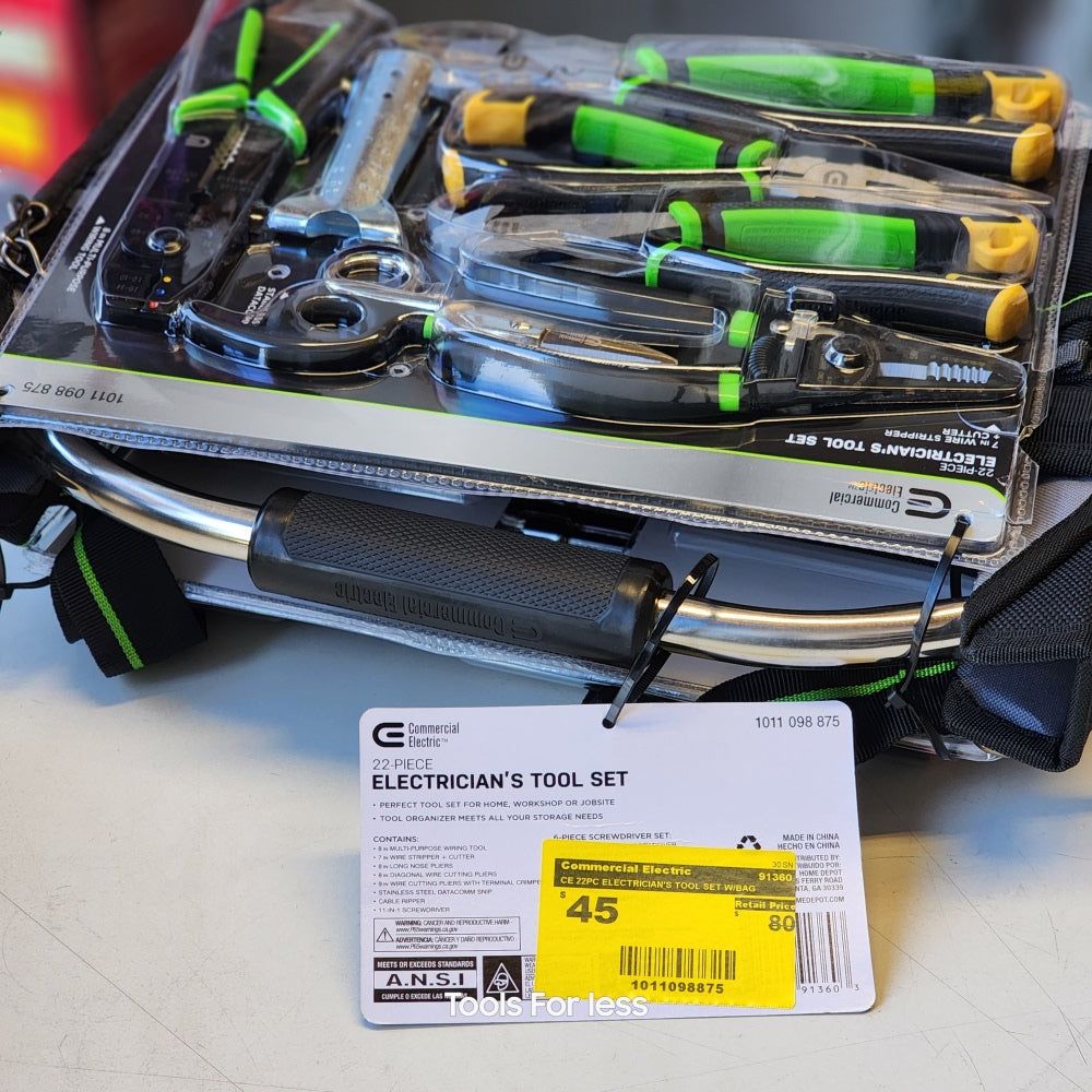 22PC Electrician's Tool Set With Bag
