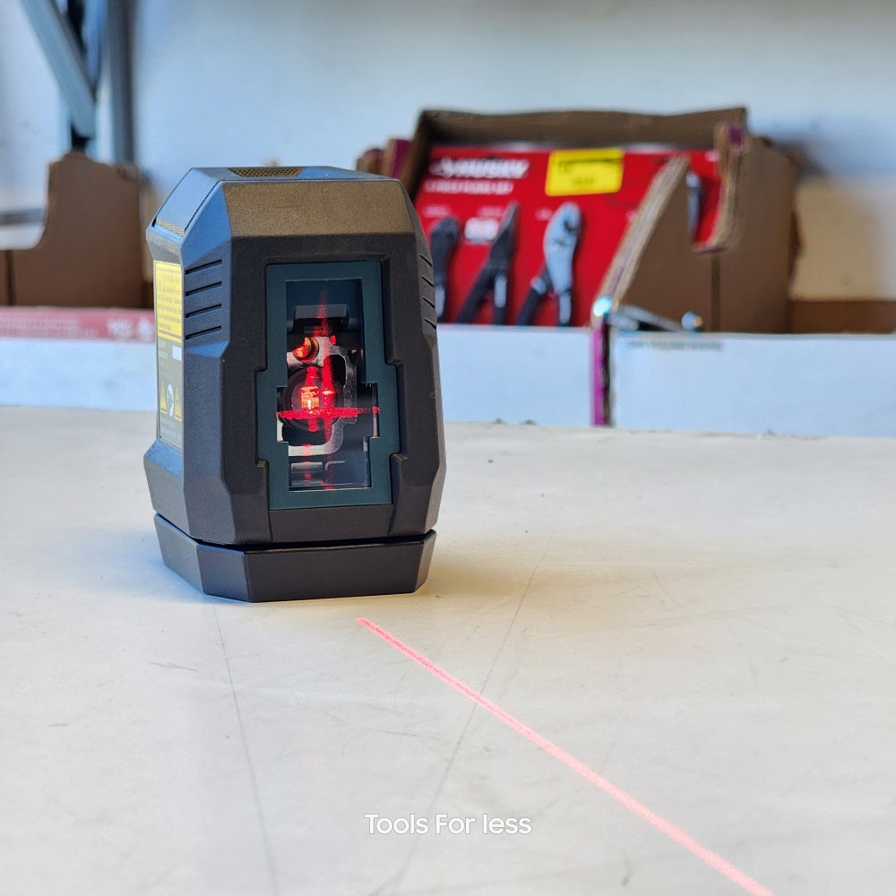 50ft Dual Power Battery Red Beam Self- Levelling Cross-Line Laser