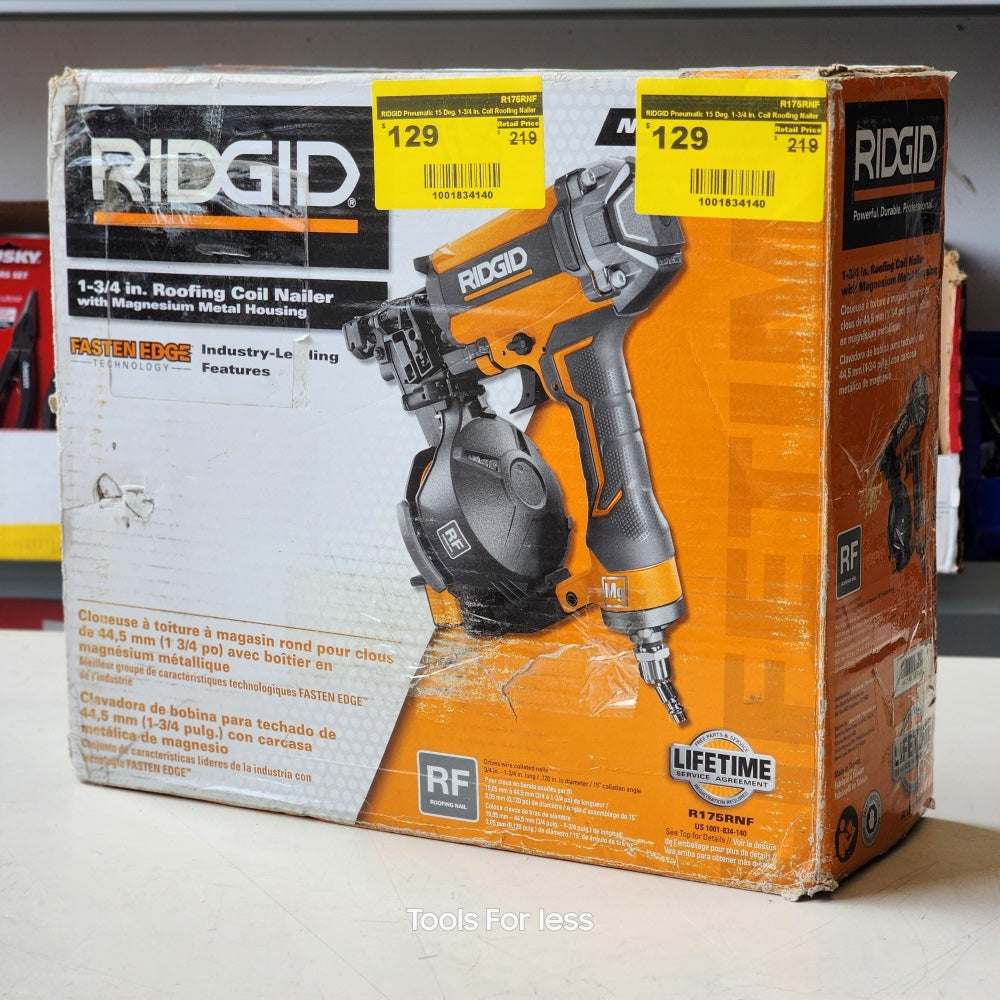 Pneumatic 15 Edge 1-3/4 in coil Roofing Nailer