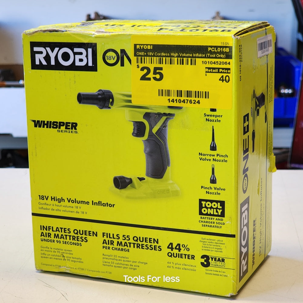 ONE + 18V Cordless High Volume Inflator (Tool Only)