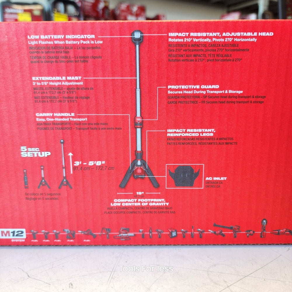 M12 12-Volt Lithium-Ion Cordless 1400 Lumen ROCKET LED Stand Work Light (Tool-Only) (2132-20)