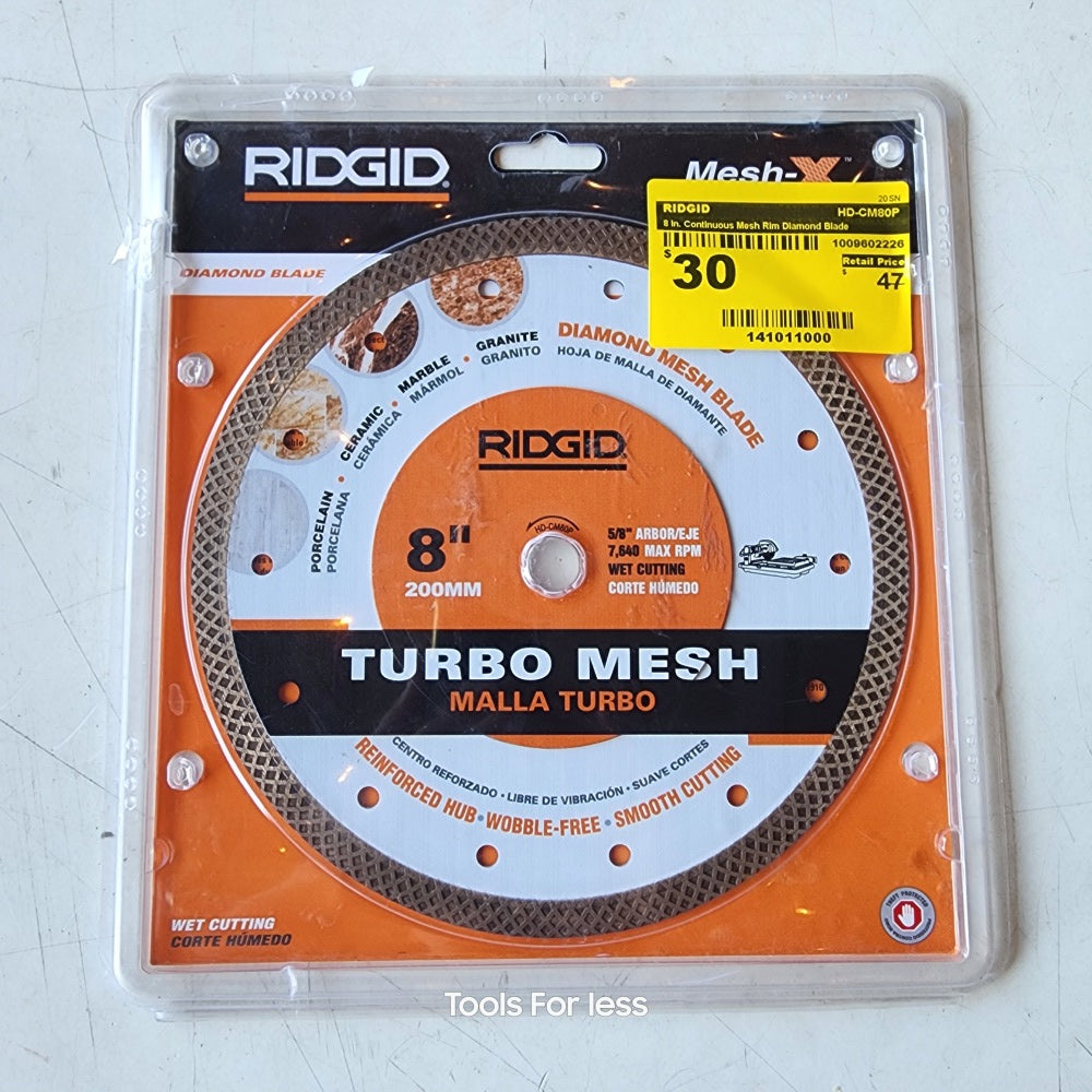 Ridgid 8 in. continuous Mesh Rim Diamond Blade