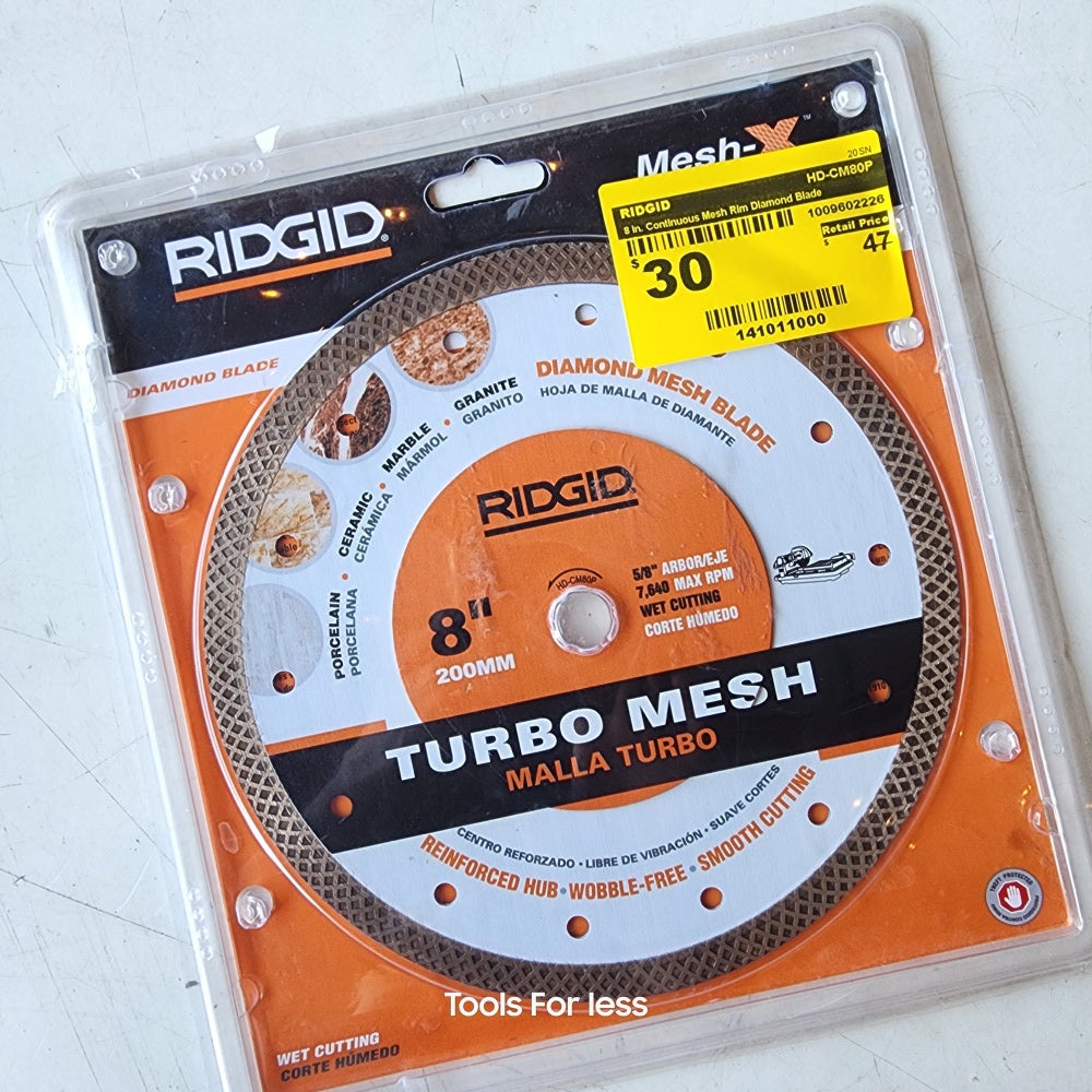 Ridgid 8 in. continuous Mesh Rim Diamond Blade