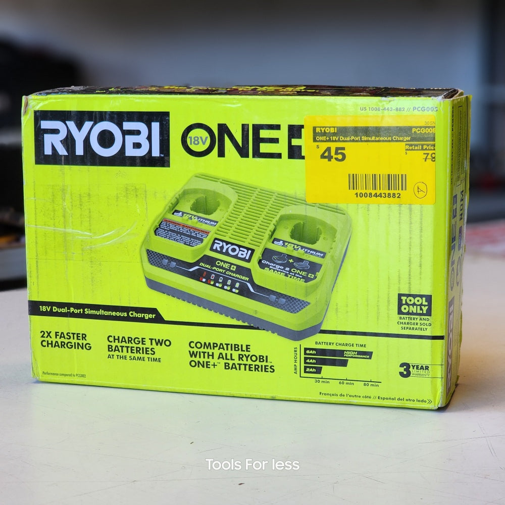 Ryobi ONE+ 18V Dual-Port Simultaneous Charger
