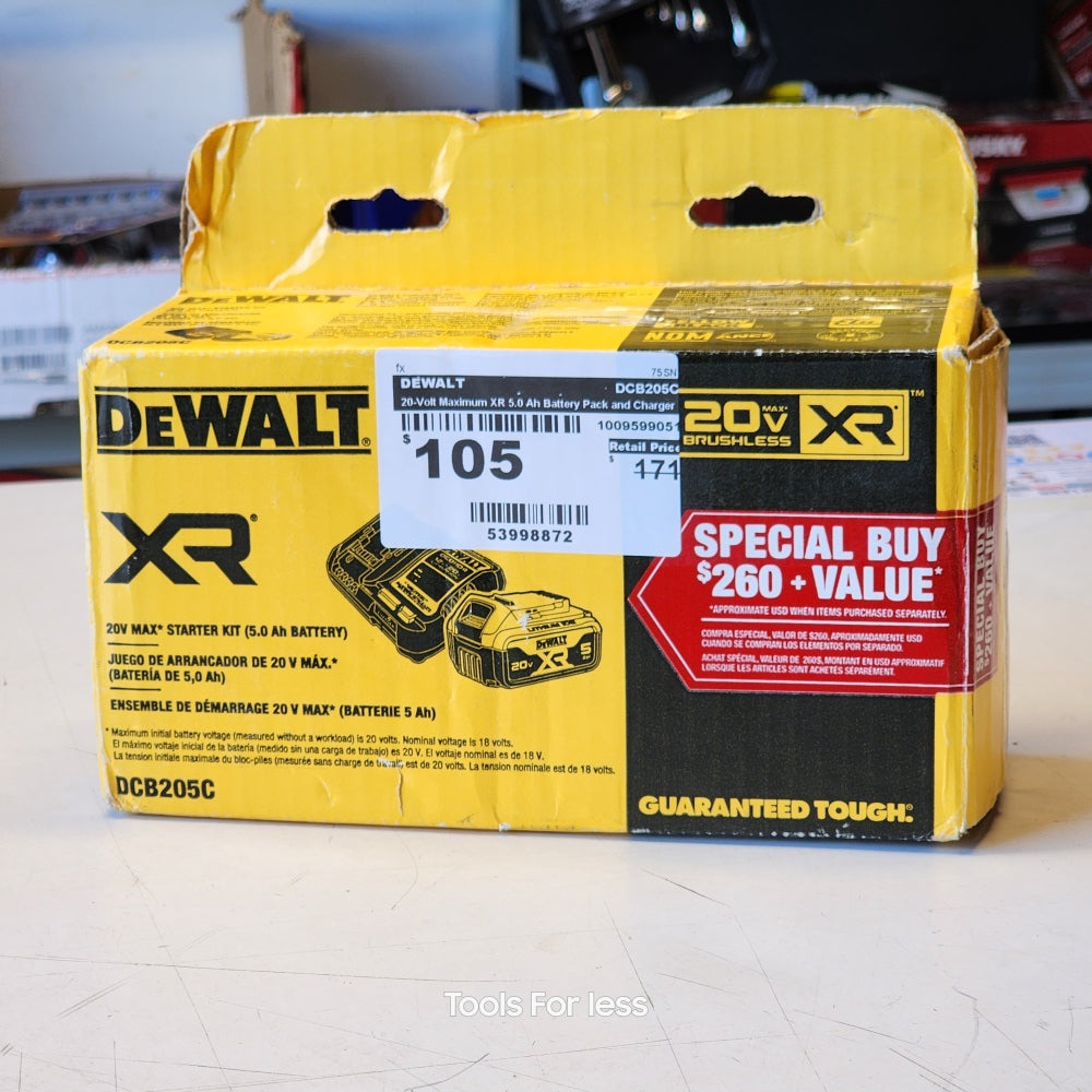20-Volt Maximum XR 5.0 Ah Battery Pack and Charger (DCB205C)