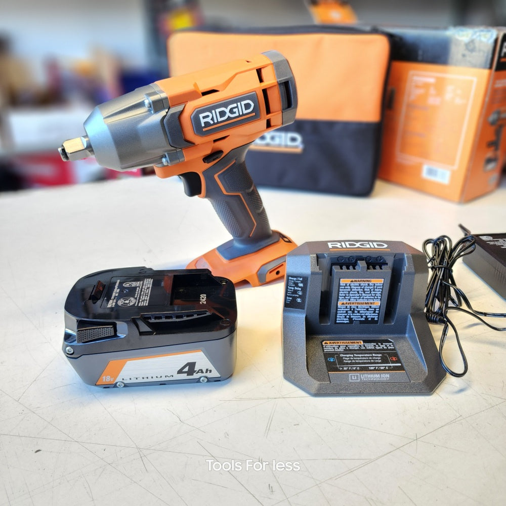 RIDGID 18V Cordless 1/2 in. Impact Wrench Kit with 4.0 Ah Battery
