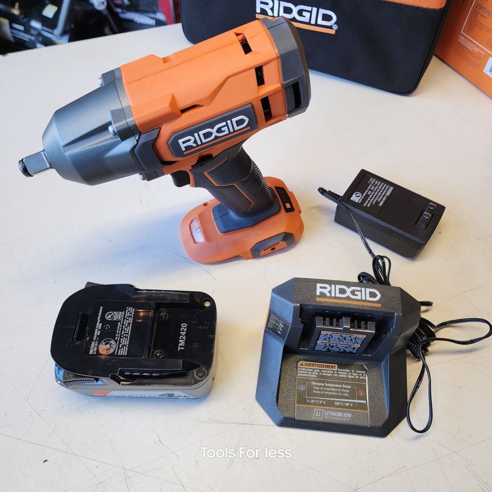 RIDGID 18V Cordless 1/2 in. Impact Wrench Kit with 4.0 Ah Battery