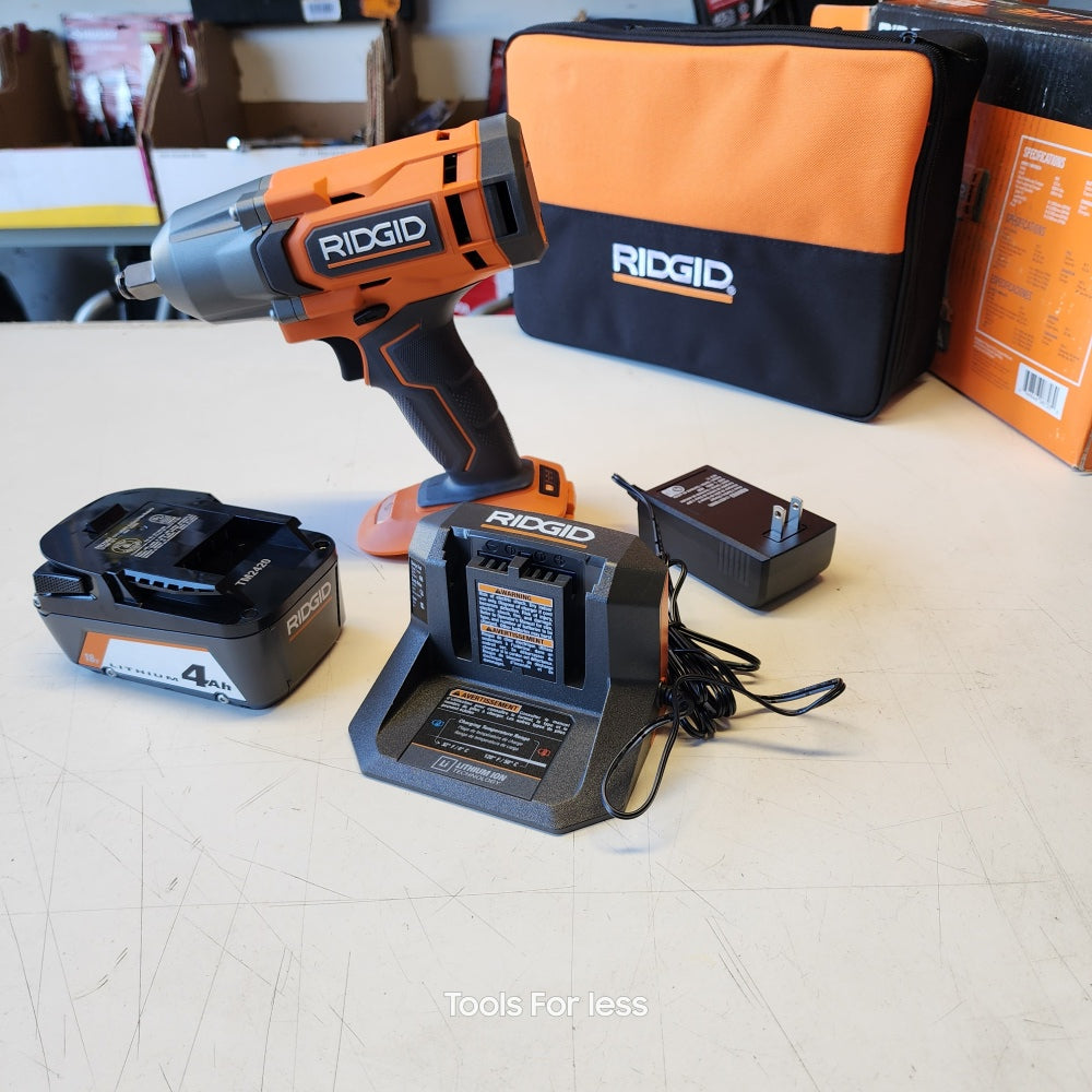 RIDGID 18V Cordless 1/2 in. Impact Wrench Kit with 4.0 Ah Battery