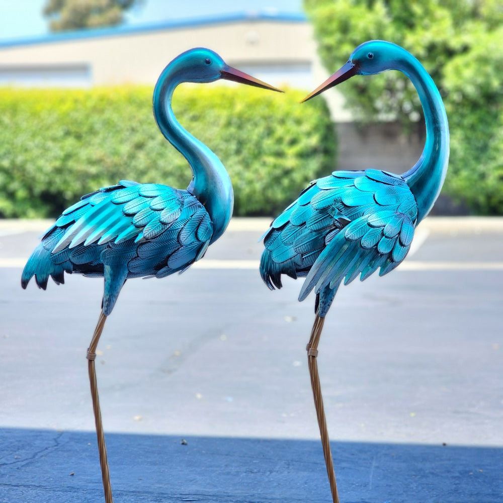 35 Blue Heron Statue Pair