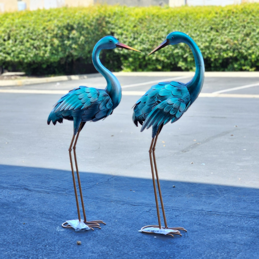 35 Blue Heron Statue Pair