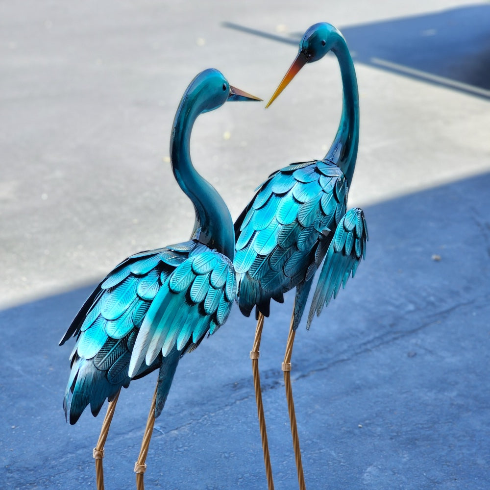 35 Blue Heron Statue Pair