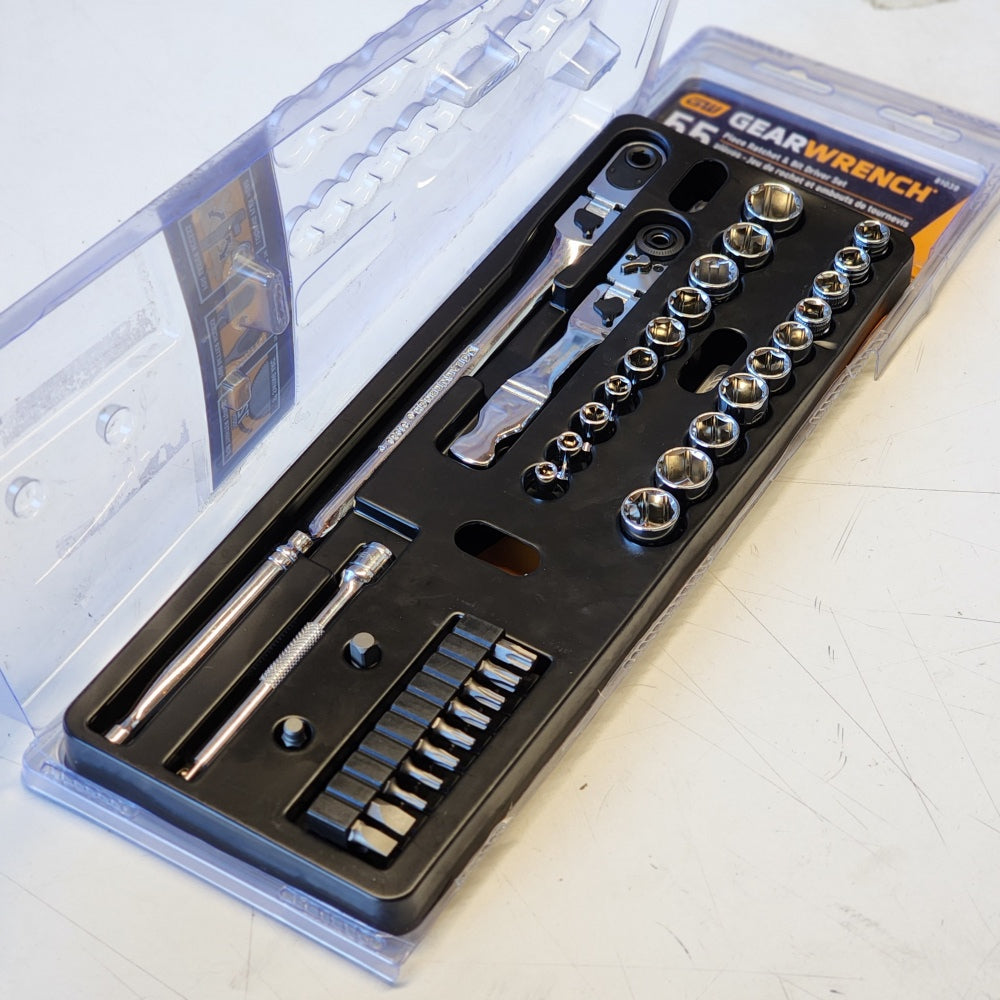 1/4 in. Drive 6-Point SAE/Metric Slim Flex-Head Ratchet and Socket Mechanics Tool Set (55-Piece) (81039)