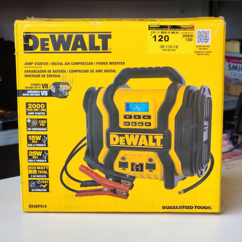 Portable Power 2000 Peak Amp Jump Starter w/Digital Compressor
