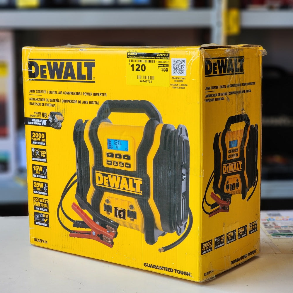 Portable Power 2000 Peak Amp Jump Starter w/Digital Compressor
