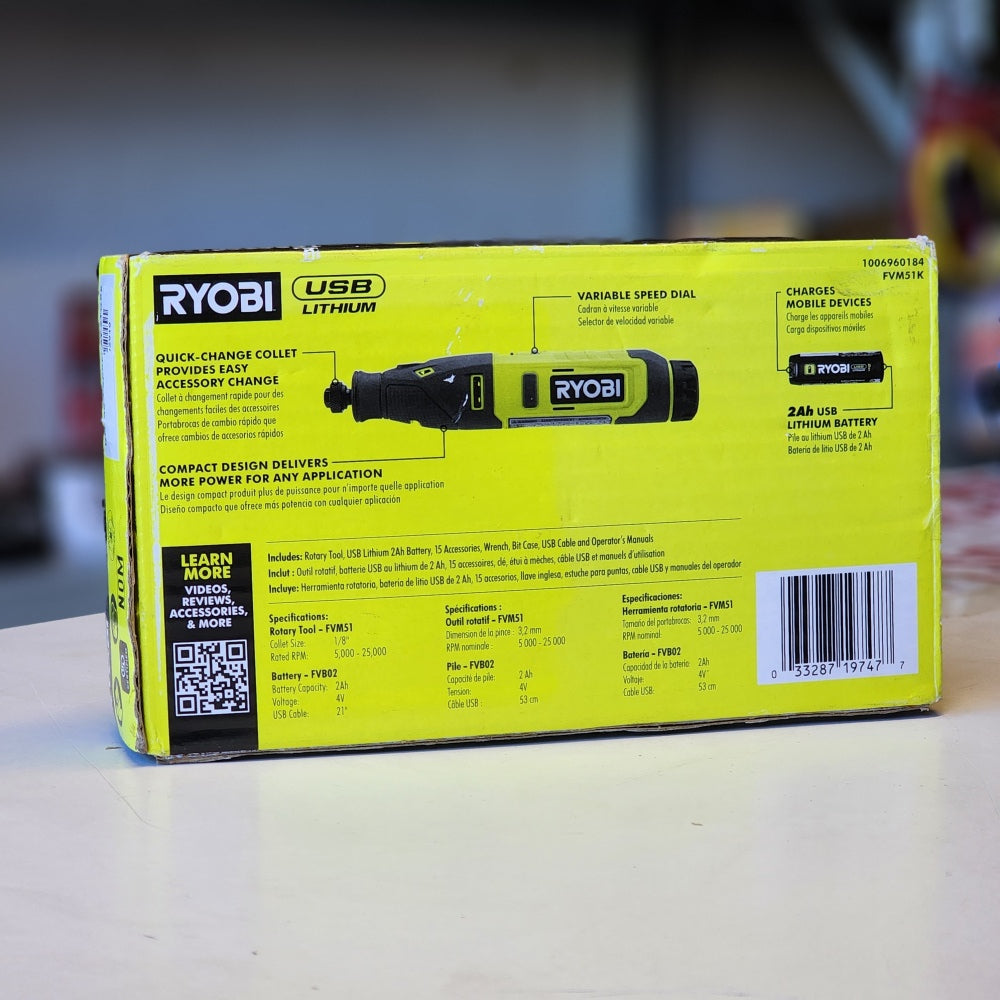 USB Lithium Rotary Tool Kit with 2.0 Ah USB Lithium Battery