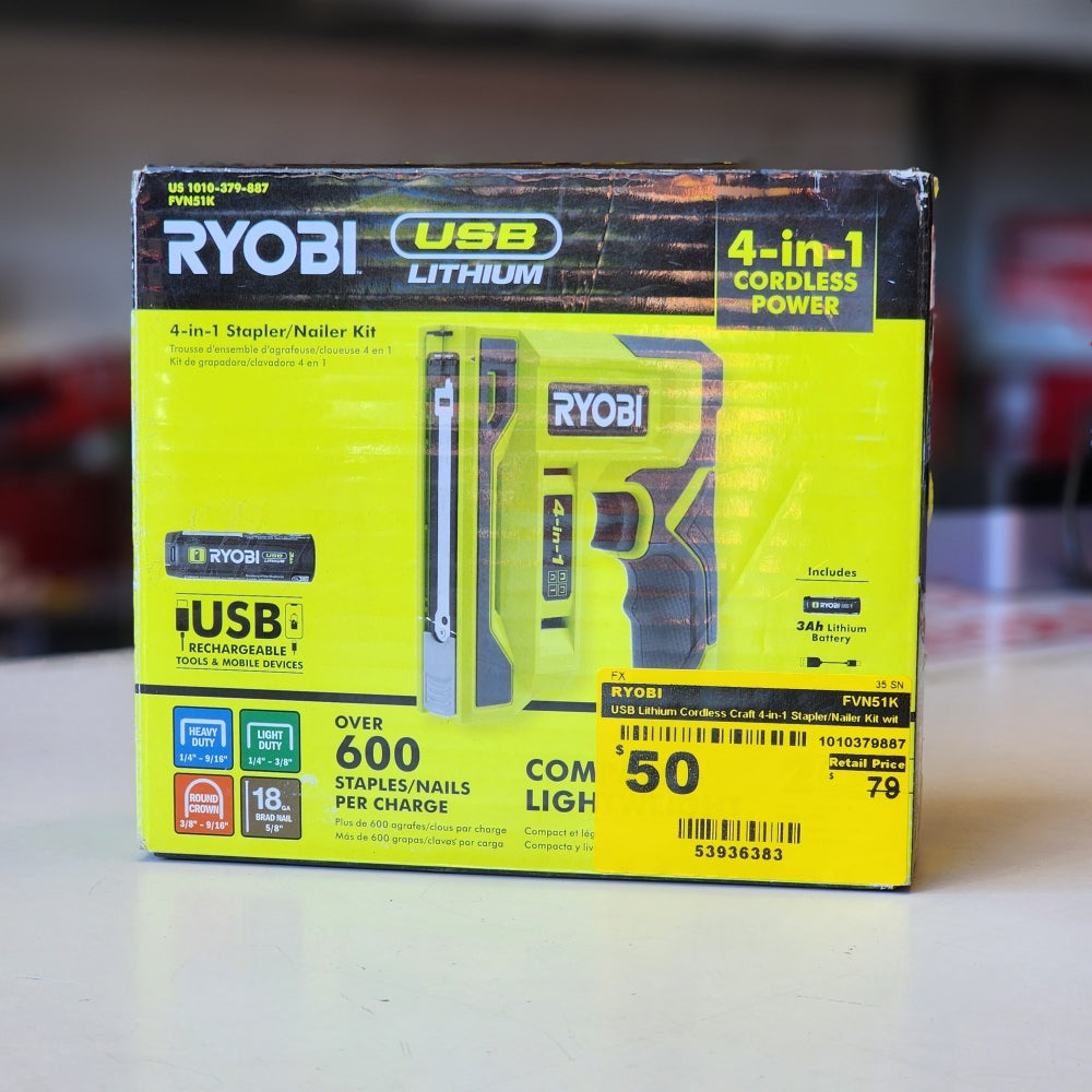 USB Lithium Cordless Craft 4-in-1 Stapler / Nailer Kit